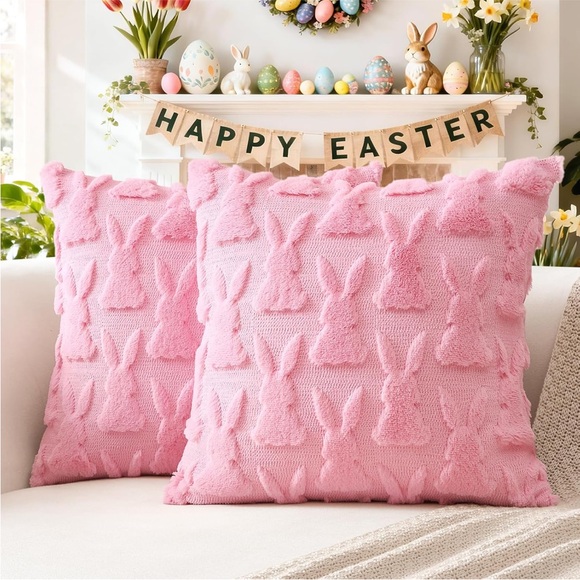 🐰Pink Plush Bunny Throw Pillow covers - Picture 2 of 7
